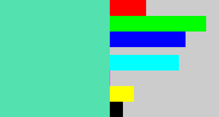 Hex color #53e1af - light greenish blue