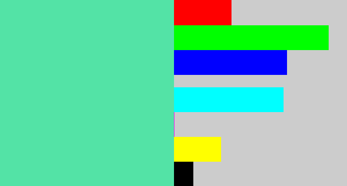 Hex color #53e3a6 - light green blue