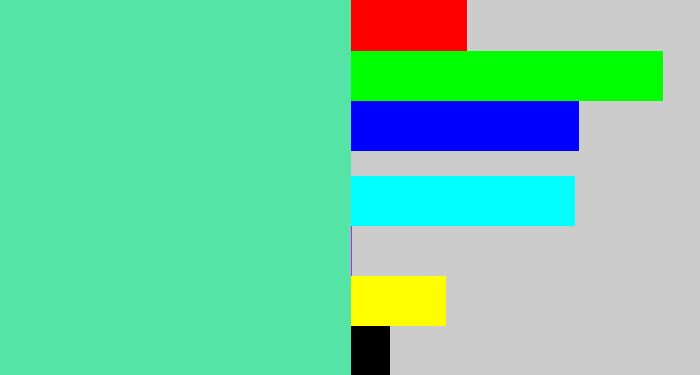 Hex color #53e4a6 - light green blue