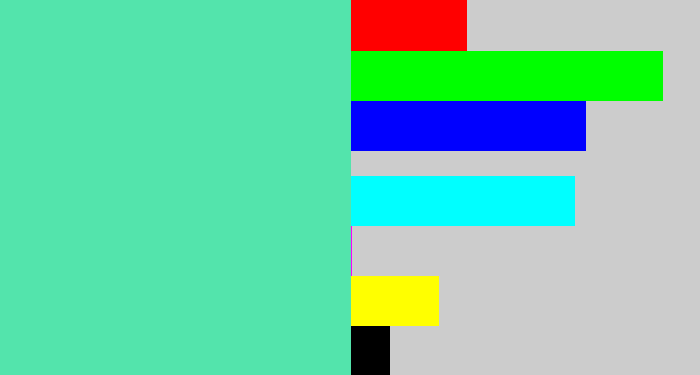 Hex color #53e4ac - light greenish blue