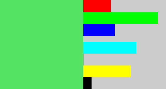 Hex color #53e562 - lightish green