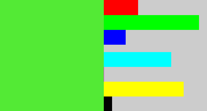 Hex color #53ea35 - toxic green