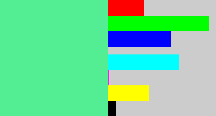 Hex color #53ee94 - sea green
