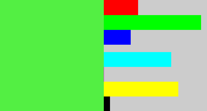 Hex color #53ef43 - light neon green