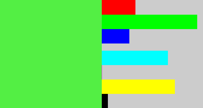 Hex color #53ef44 - light neon green