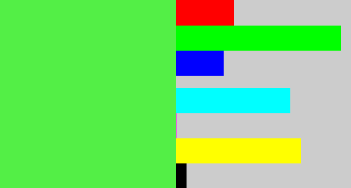 Hex color #53ef46 - light neon green