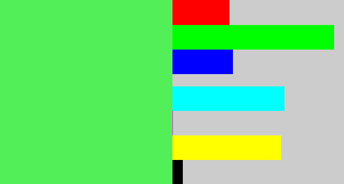 Hex color #53ef58 - light neon green