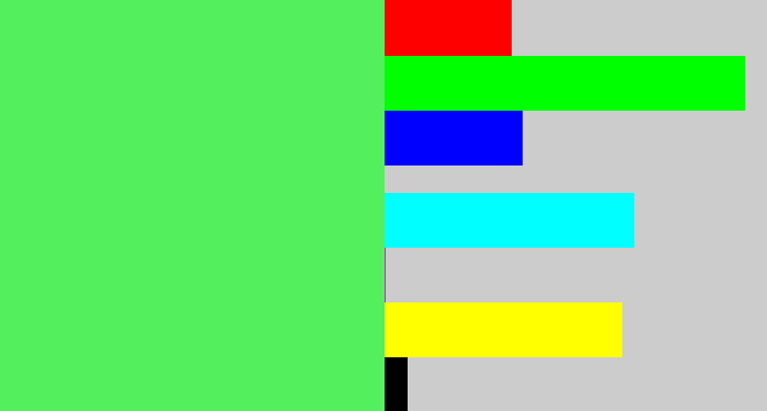 Hex color #53ef5c - light bright green