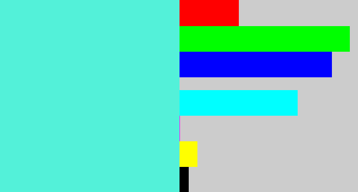 Hex color #53f1d9 - tiffany blue