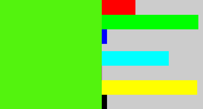 Hex color #53f30e - bright lime green