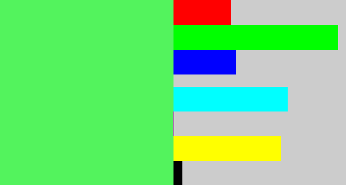 Hex color #53f35d - light bright green