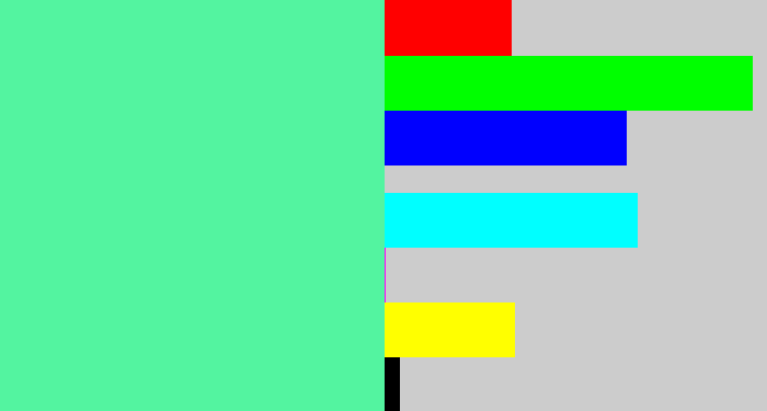 Hex color #53f4a0 - sea green