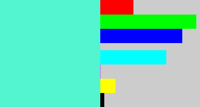 Hex color #53f4d0 - light greenish blue