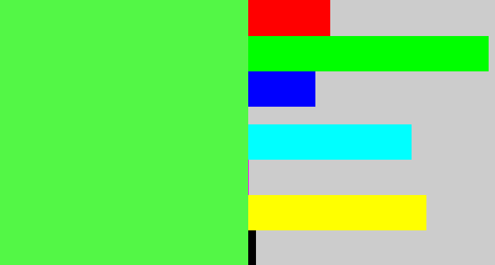 Hex color #53f746 - light neon green