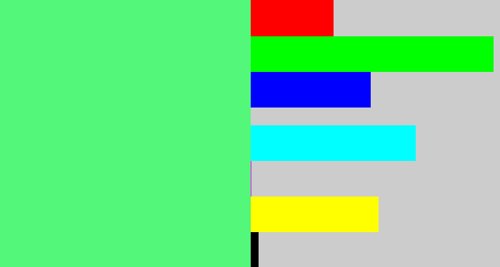 Hex color #53f77a - light bright green