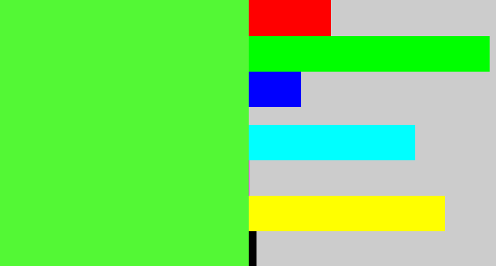 Hex color #53f835 - toxic green