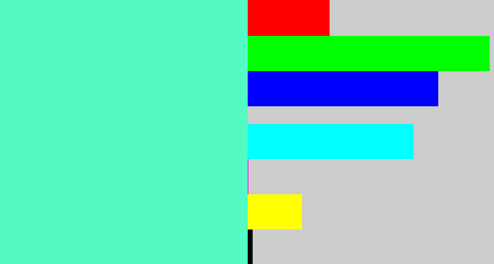 Hex color #53fac4 - light greenish blue