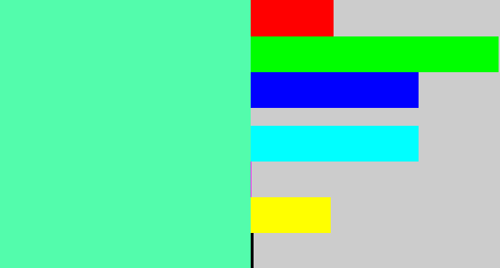 Hex color #53fcac - light green blue