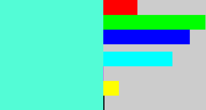 Hex color #53fcd6 - light greenish blue