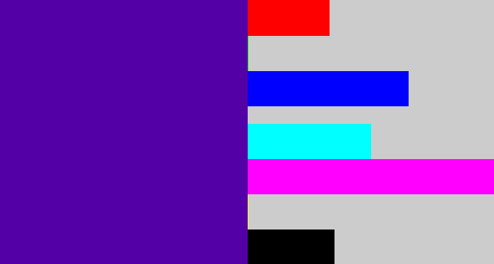 Hex color #5400a7 - violet blue
