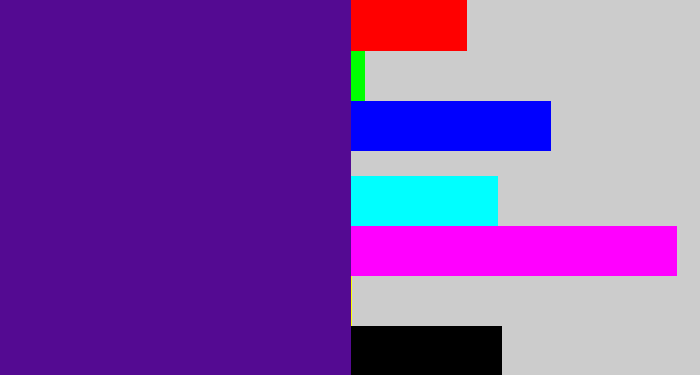 Hex color #540a92 - indigo