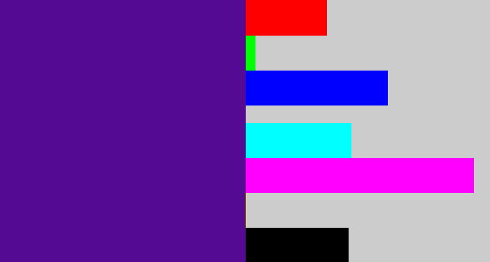 Hex color #540a93 - indigo