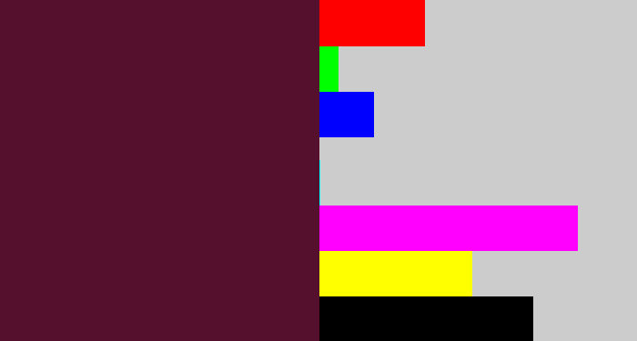 Hex color #54102c - plum