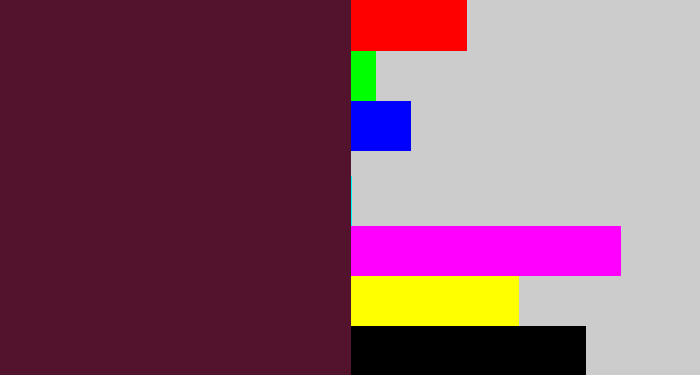 Hex color #54132c - plum