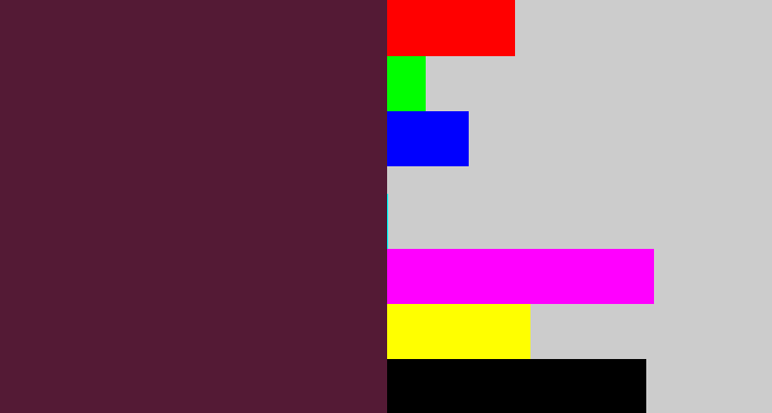 Hex color #541a35 - plum