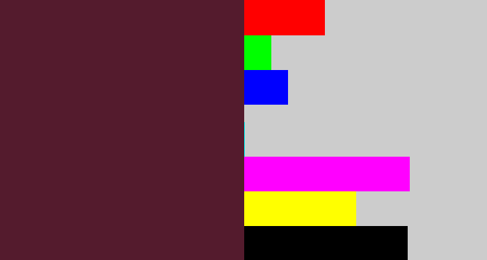 Hex color #541b2d - plum
