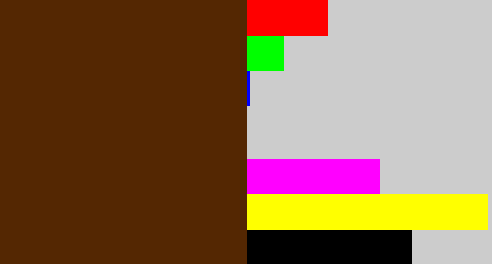 Hex color #542702 - brown