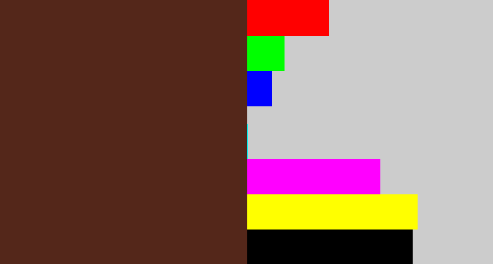 Hex color #54271a - brown