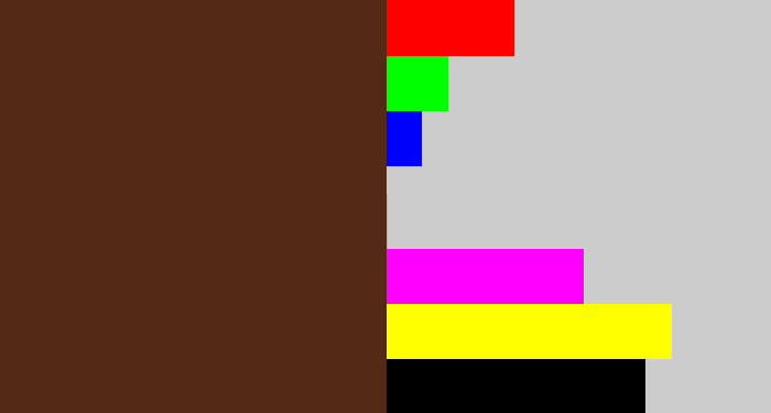 Hex color #542916 - brown