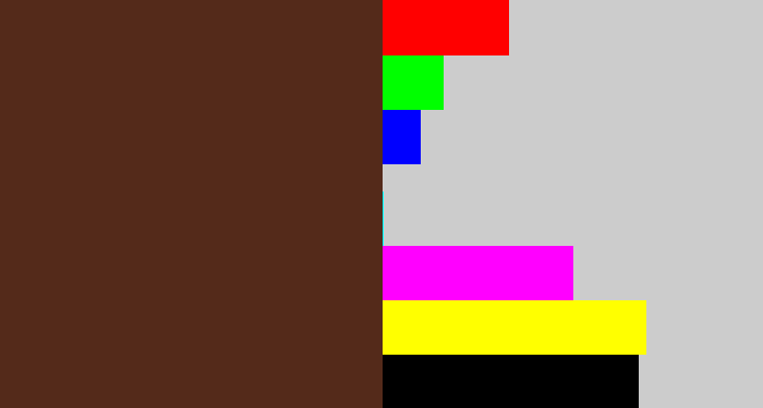 Hex color #542a1a - mud brown