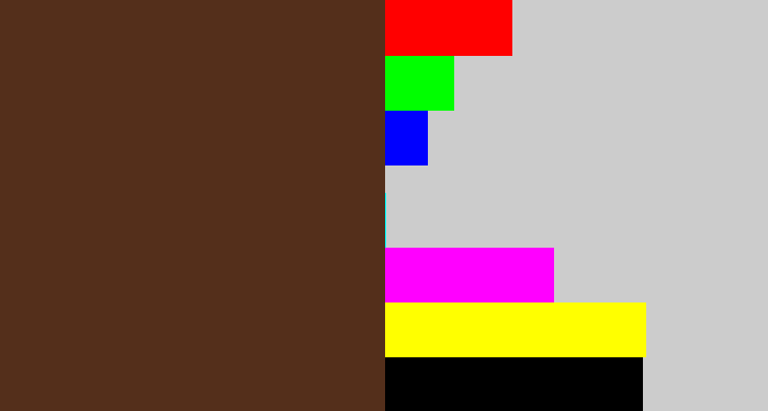 Hex color #542f1b - mud brown