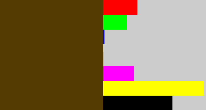 Hex color #543b02 - brown