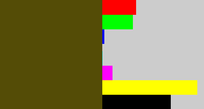 Hex color #544c06 - green brown
