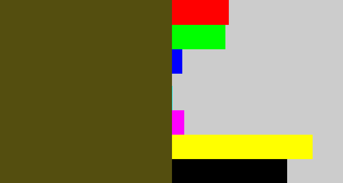 Hex color #544e0f - green brown
