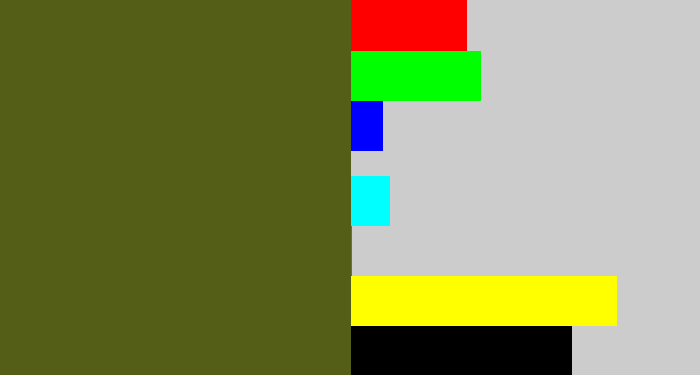 Hex color #545e17 - army green