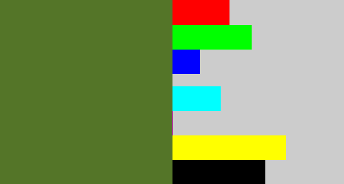Hex color #547528 - camo green