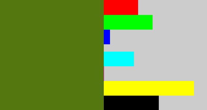 Hex color #54770f - olive green