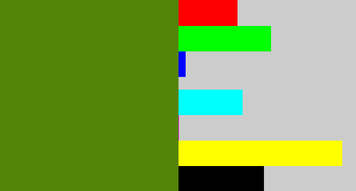 Hex color #54840a - sap green
