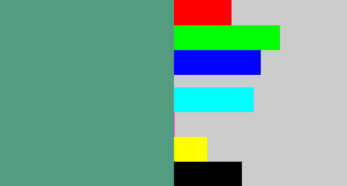 Hex color #549c7f - grey teal