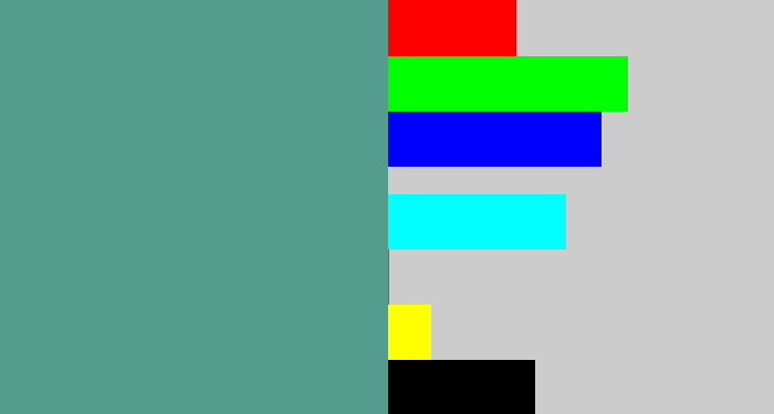 Hex color #549d8c - grey teal