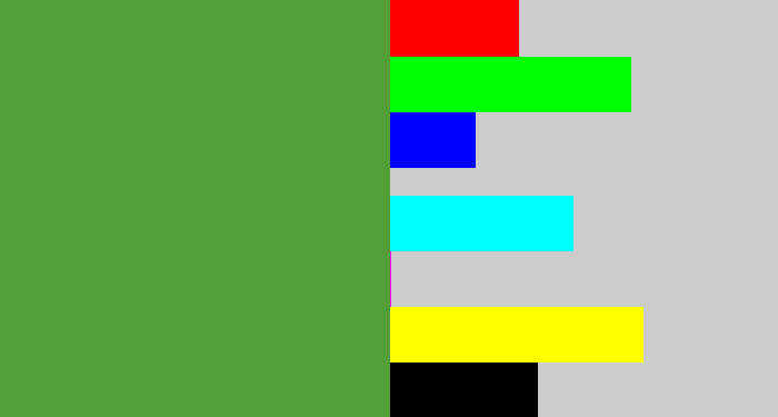 Hex color #549e38 - mid green