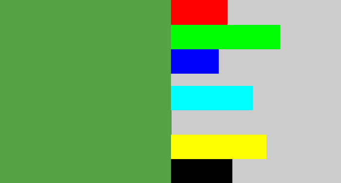 Hex color #54a347 - mid green