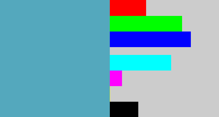 Hex color #54a8bd - faded blue