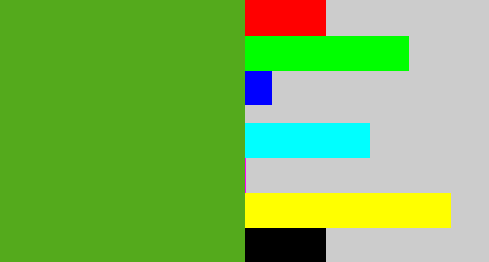 Hex color #54aa1c - grass
