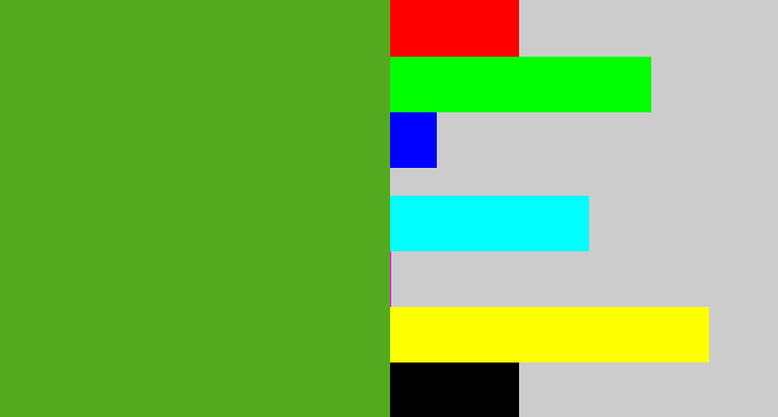 Hex color #54aa1e - grass