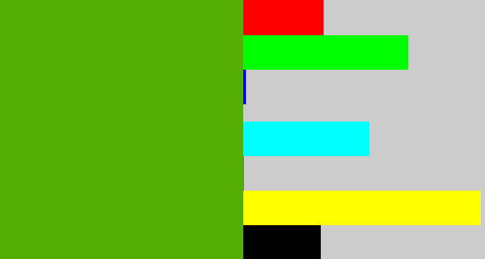 Hex color #54ae03 - kermit green